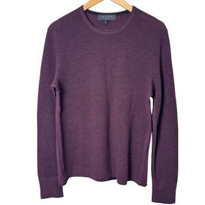 Rag & Bone Mens Sweater Medium 100% Merino Wool Crewneck Burgundy Purple Relaxed